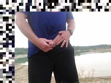 Public Masturbation with a Beautiful Scenery of a Lake out here in Bear Country while camping alone