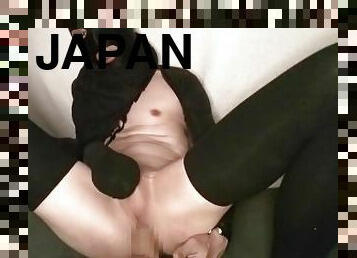 Masked japanese male anal dildo play