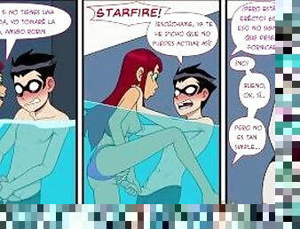 StarFire Follada Por Robin En Una Piscina Publica, Raven Los Ve Y Se Exita