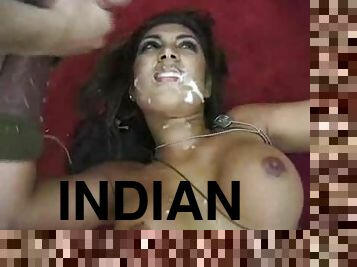 Indian on her back takes big facials