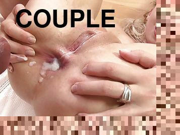 She loves his cock in her ass so much she can't stop cumming