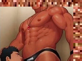 estudante, chupanços, pénis-grande, gay, japonesa, hentai, 3d, musculado, pénis