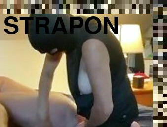 Strapon pegging his ass side ways