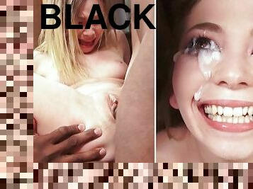 TWO BIG BLACK COCKS FOR ANGEL SMALLS' TINY TEEN HOLES - SHE GETS STRETCHED!