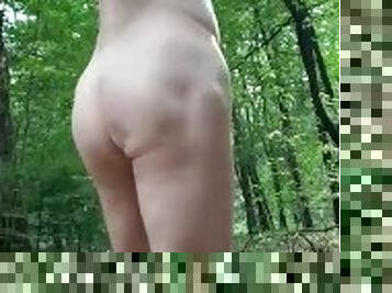 Playing in the woods with my ass and dick