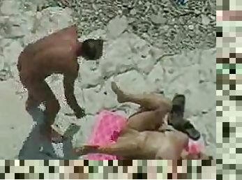 Voyeur Cam Catches Couple Fucking on a Beach