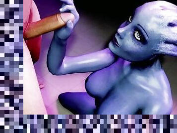 Liara edging a big cock (teasing, bj, deepthroat, hj, rimming, jerk off) Mass Effect parody