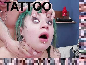 Green-haired tattooed filly is ready for the best sex of her life