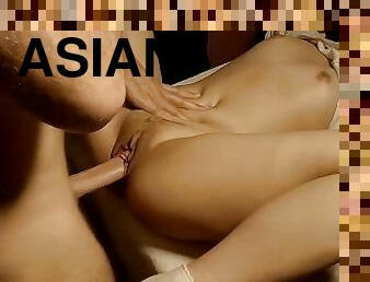 asiatisk, hårete, pussy, amatør, eldre, interracial, tenåring, creampie, par, datter