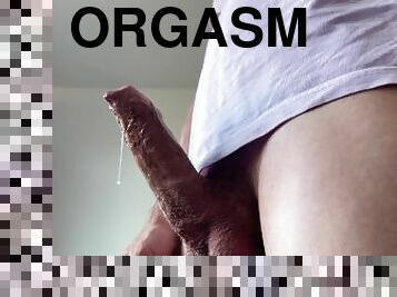 Young Guy Massive Cumshot and intense orgasm after morning jerk off (solo male cumming)