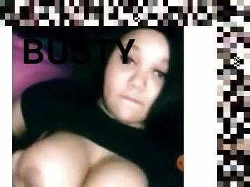 Busty Natural Big Round Tits Brunette sucks Cock while tits jiggle Up Close (Whorella DeVille)