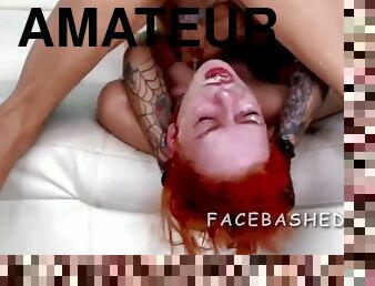 Extreme mouth fuck redhead teen