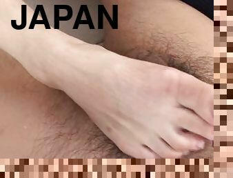 Nasty Japanese teen gets her hairy pussy creampied by three men
