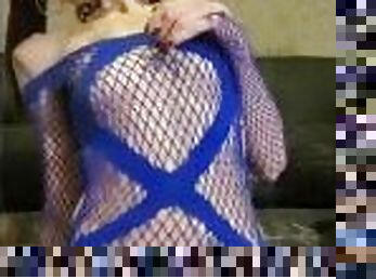 Strip tease fishnet lingerie