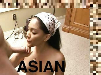 Horny Asian bunny gets a cum facial