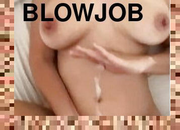 Blowjob and Handjob with cum on the body in Slow Motioin! Fuck my hairy Pussy big dildo!