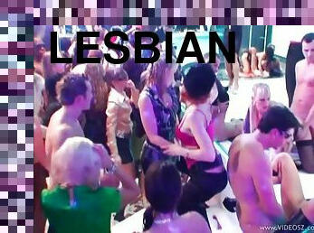 Straight Girls Go Lesbian in this Hardcore Group Sex Party
