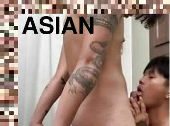 Asian bisexual boyfriend giving me a blowjob