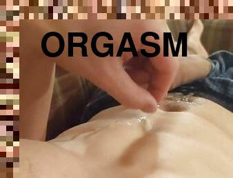 Edging orgasm big cumshot in boxers blasting huge cum streams all over abs solo dick masturbating