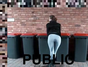 English girl pissing and flashing in public