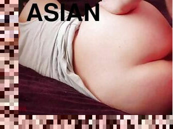 asiatisk, røv, fisse-pussy, pikslikkeri, udløsning, mor, creampie, sperm, snæver, smuk