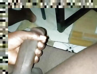 solo black guy playing with his long black dick