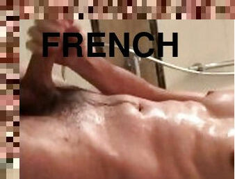 baignade, masturbation, amateur, énorme-bite, branlette, française, douche, solo, musclé, bite