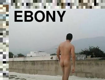 Exhibitionist hunk naked in his terrace (Terrace pt 1)