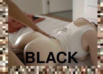 Jessica Ryan pleasures her muscled black lover in bed