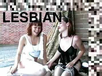 Dirty Lesbians Fingering Each Other's Cunt Outdoors