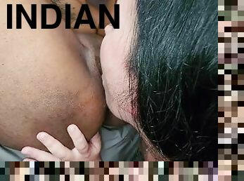 Licking my BF'S cum out of Indian pussy  intimate interracial pussy to mouth threesome