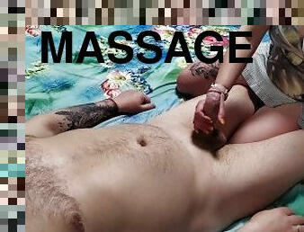 Emma's close up handjob and balls massage. She love when i touch she's natural tits