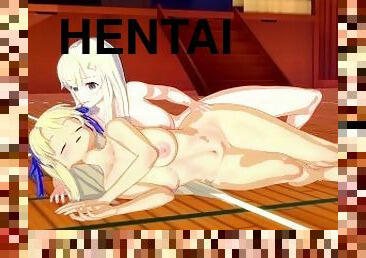 Katsuragi and Yomi have intense futanari sex in a deserted gymnasium. - Senran Kagura Hentai