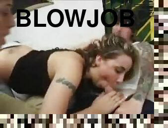 Sluts at party blow the tattooed dude