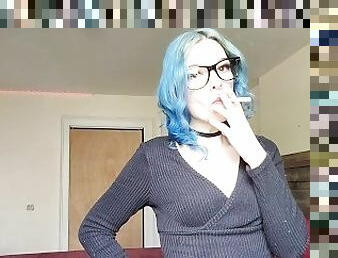 Sexy Nerdy Smoking Girl with Glasses