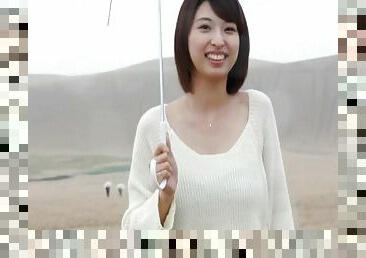 Shouko Akiyama arouses a man with her soft white sweater