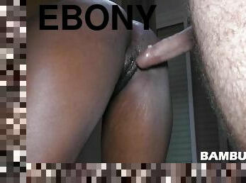 Ebony pussy queefing with big white cock and creampie