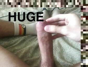 Jerking my big uncut cock