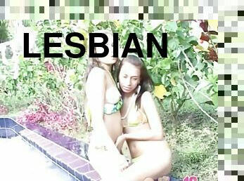 Lesbo Teens Masturbate Side By Side