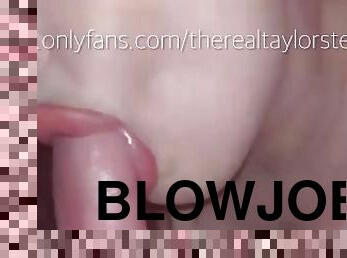 Sloppy wet POV blowjob from a horny slut with huge cock lips
