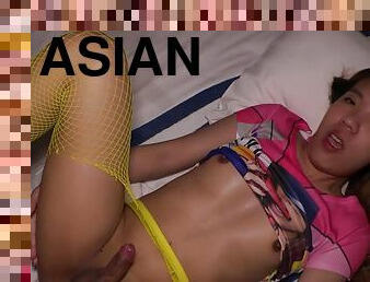 [censored] cock Asian amateur ladyboy teen Micky blowjob and ass fucked bareback