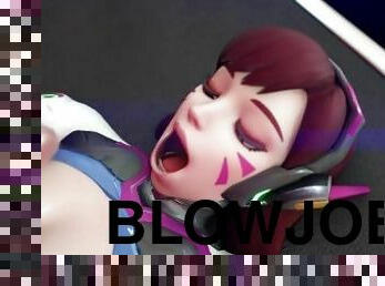 Overwatch - D.Va + Mercy - 02b - futa futanari blowjob facial r34 videogame sfm