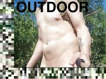 Outdoor masturbation with toy