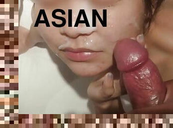 Asian teen getting facial