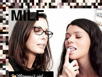 MOMMY'S GIRL - Stacked MILF Rewards Her Stepdaughter With Fingering Session For Being Valedictorian