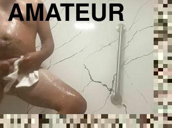 baignade, papa, masturbation, amateur, énorme-bite, point-de-vue, douche, solo, pappounet, réalité