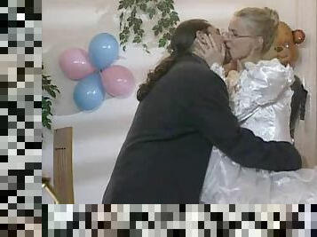 Bride in glasses has cock in her ass