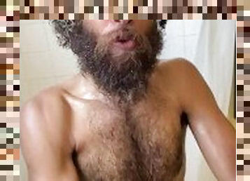 Sexy hairy stud rock mercury sings naked in the shower