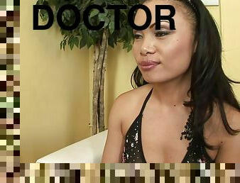 Doctor with a big cock pumps it into her slutty Asian holes