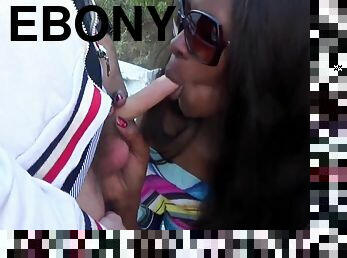 Hot Ebony Mom Fucks Threesome On The Beach